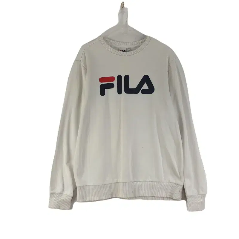 F5945 FILA 남M REG FIT 로고 화이트 맨투맨/더크